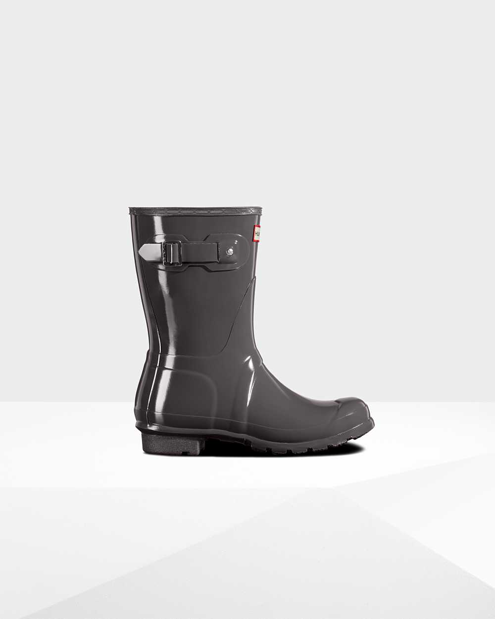 Womens Hunter Original Short Gloss Mid-Calf Rain Boots Grey | QAVCJO-268